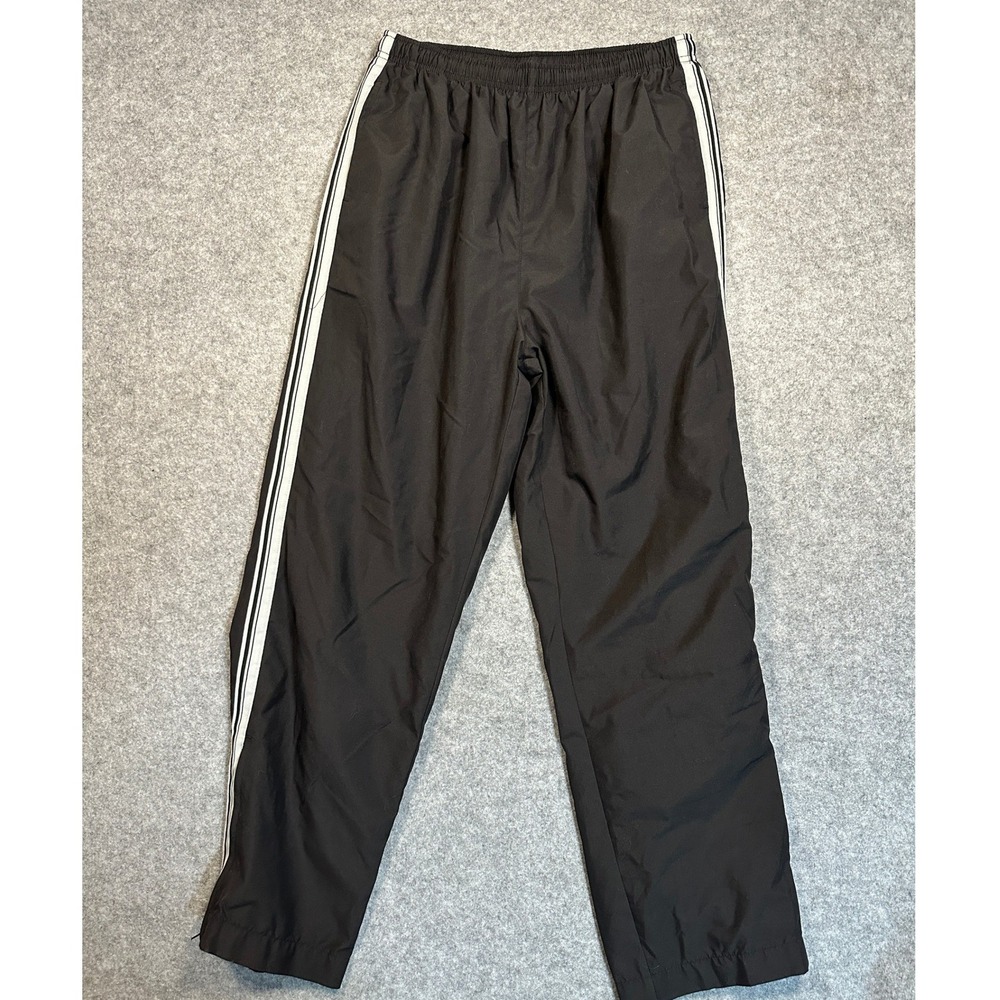 Wilson Athletic Track Pants Large Black‎ White Side Stripe Windbreaker